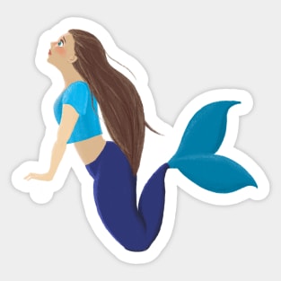 Blue and Navy Mermaid Sticker